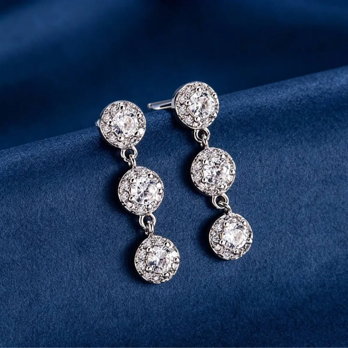Vielseitige, glänzende, runde Zirkon-Ohrringe aus 925er Silber mit Quasten, Geschenk für Frauen zum Geburtstag