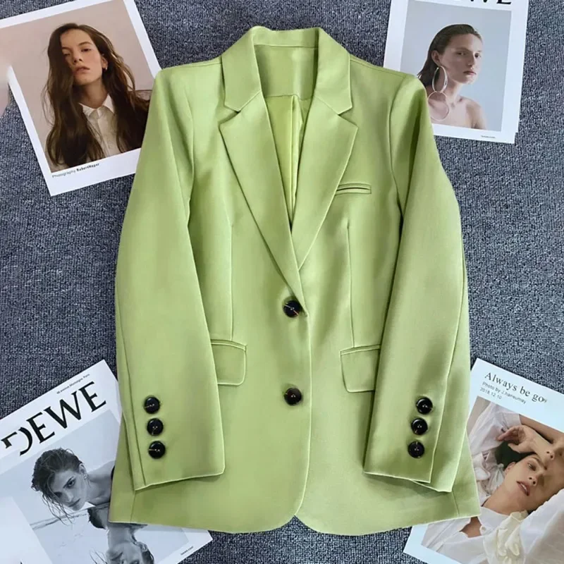 

Elegant Office Lady Blazer Woman 2023 Fashion Long Sleeve Single Button Blazers New in Coats and Jackets Clothing Outerwears