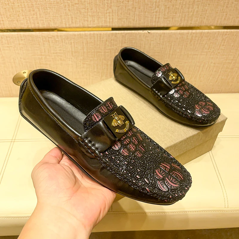 Genuine Leather Slip on Loafers Men Formal Dress Shoes Male Office Driving Wedding Party Moccasins Casual Shoes Plus Size 45 46