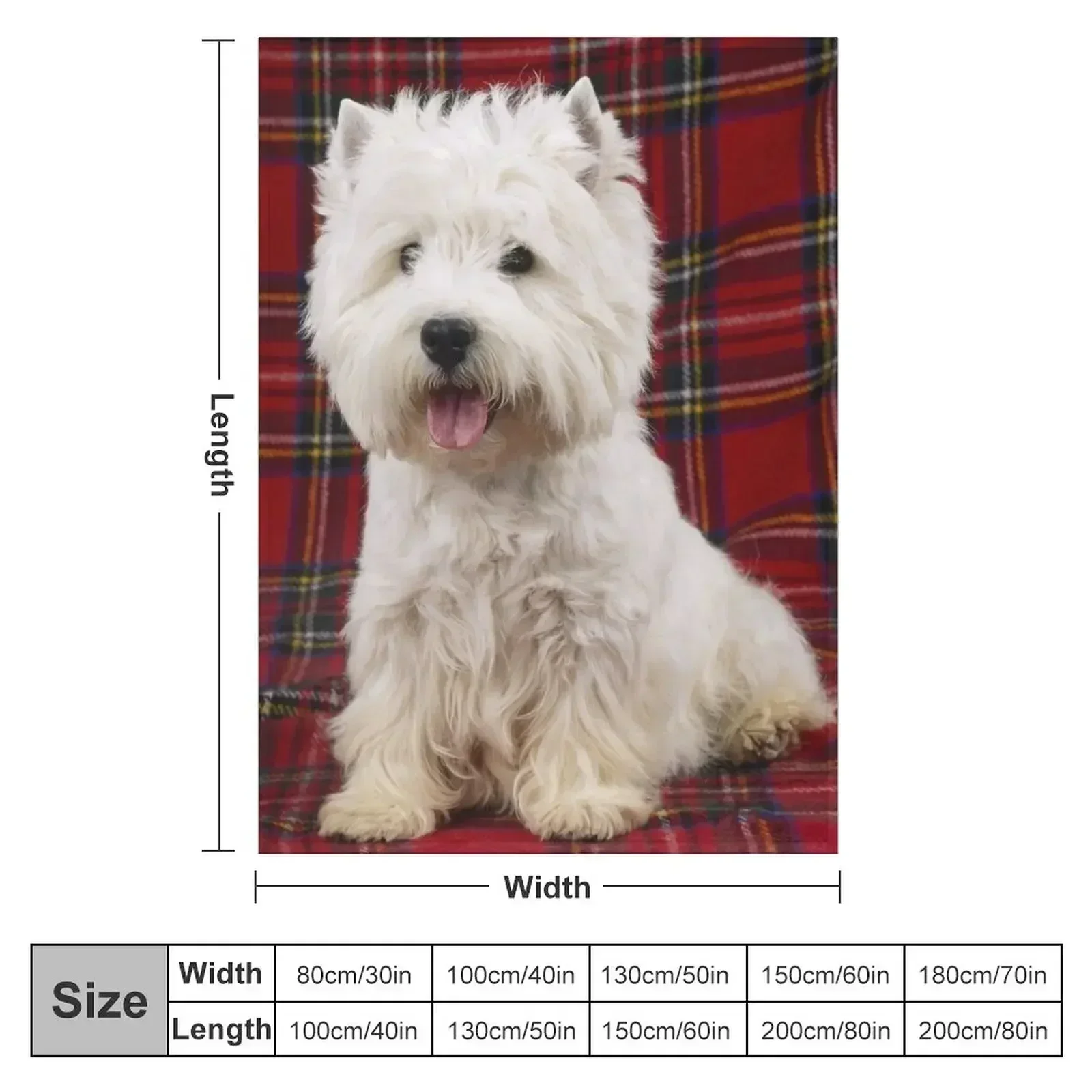 West Highland White Terrier on a Scotch Plaid Throw Blanket couch cozy soft plush fuzzy picnic outdoor blanket
