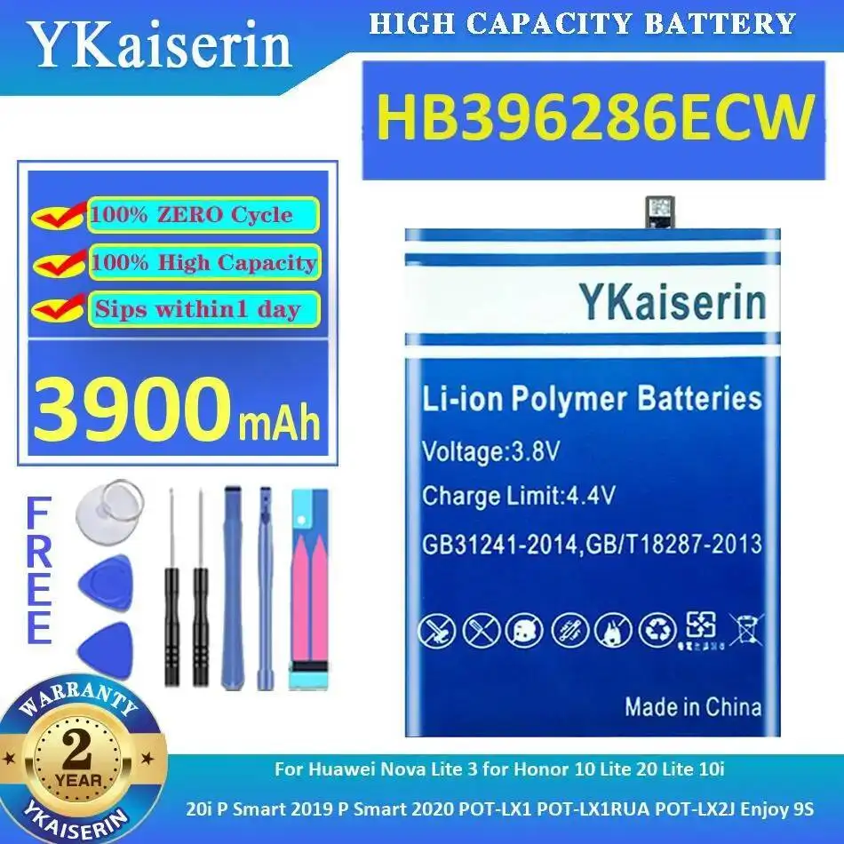 

Аккумулятор HB396286ECW для Huawei Nova Lite 3 Honor 10 20 10I 20I P Smart 2019 2020 Pot-LX1 Pot-LX2J Enjoy 9S
