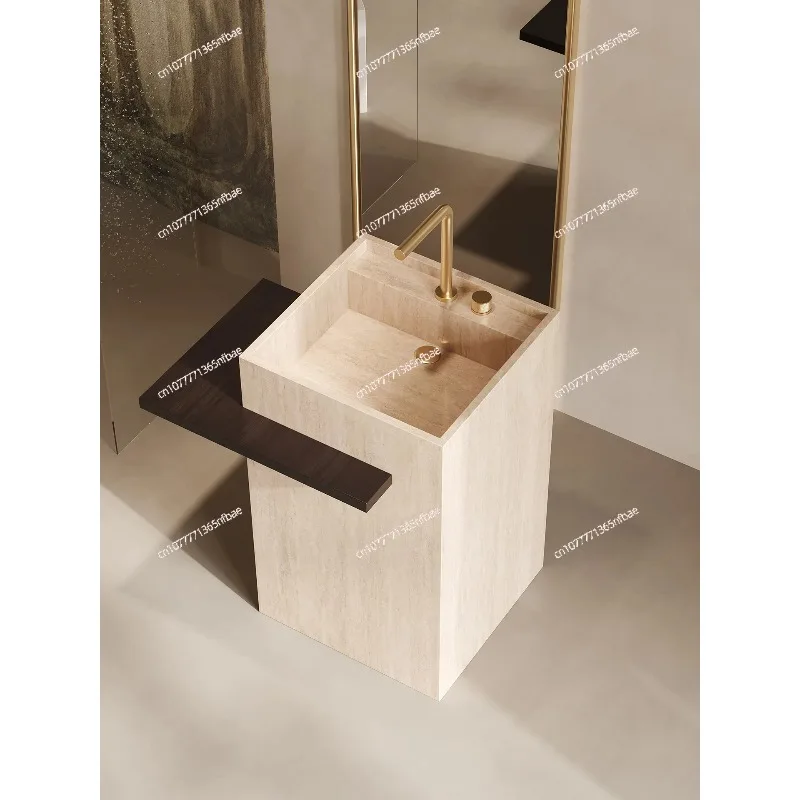 Customized Hotel Villa Solid Surface Pedestal Sink, Outdoor Patio Freestanding Bathroom Vanity Washing Basin