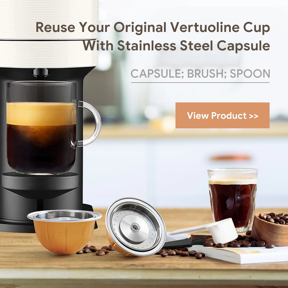 I Cafilas For Nespresso Vertuo Next Reusable Capsule Stainless Vertuoline Pop Refillable Pods Coffee Filters with Original Pod
