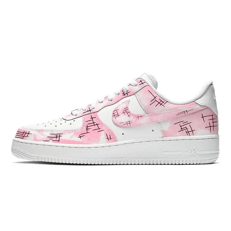 

[Мужские и женские джереми на заказ, розовые и белые] Nike Air Force 1 Air Force 1, противоскользящие и износостойкие с низким верхом Sk