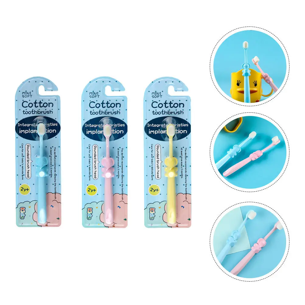 

3Pcs Children Toothbrush Soft Bristle Cartoon Manual Baby Toothbrush Oral Care Tool Ergonomic Comfortable Small Size