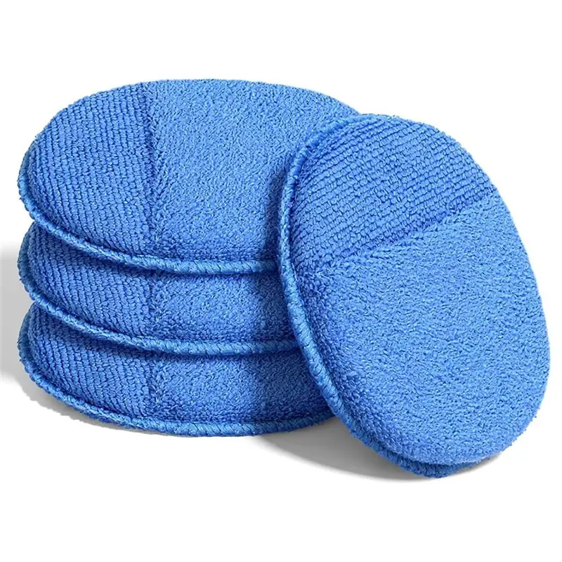 

ABUL-For Car Detailing For Car Polishing& Cleaning Microfiber Wax Applicator Pads-Blue Color 4-Pack Set
