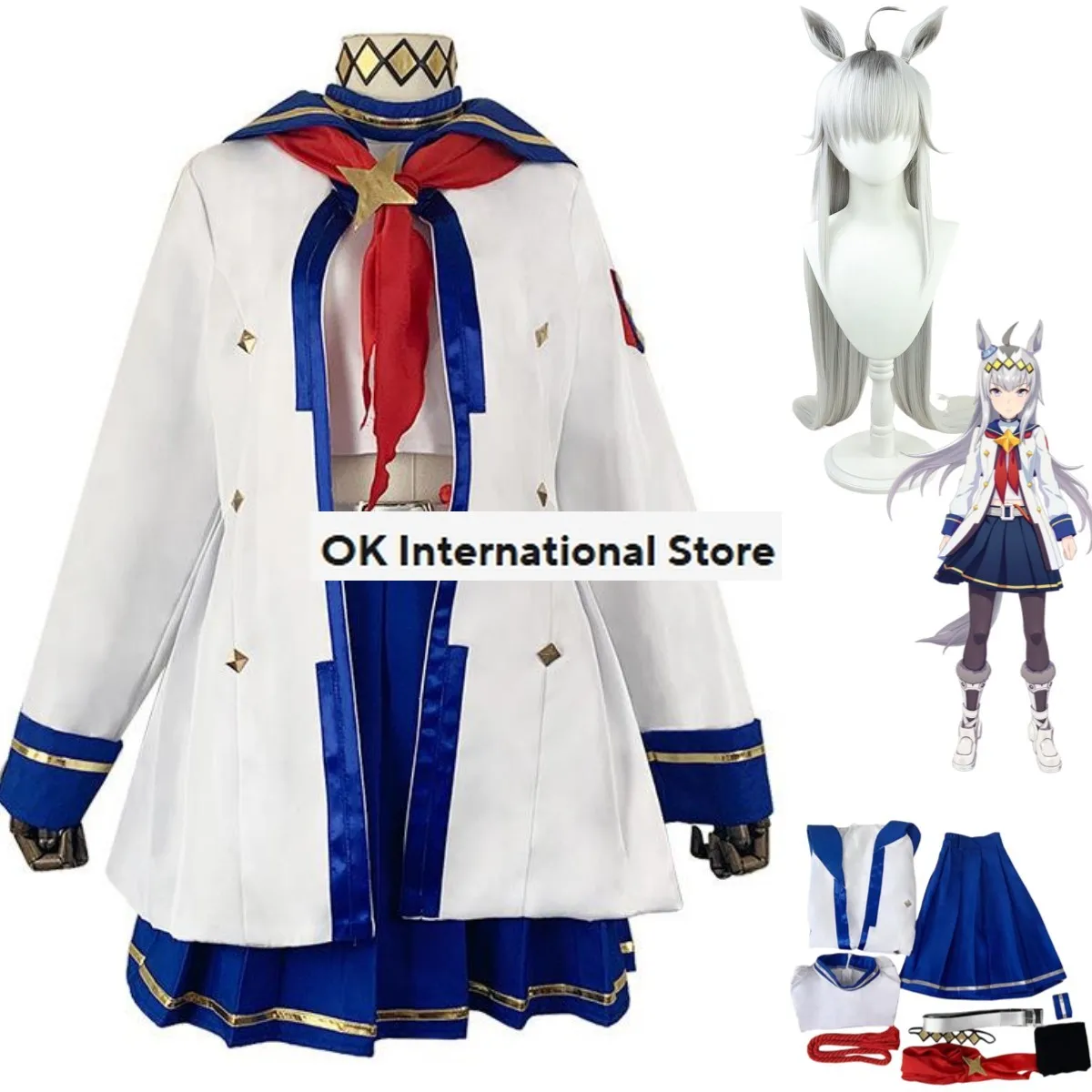 Gioco Umamusume: Pretty Derby Oguri Cap Cosplay Costume parrucca bianco marinaio uniforme gonna cappotto adulto donna adorabile vestito di carnevale