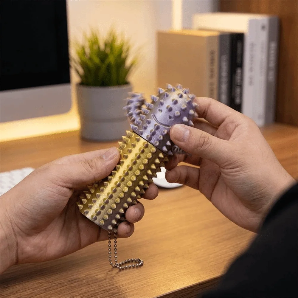 Spiky Surface Fidget Solid Structure Textured Design Cactus Keychain 3D Printing Process Compact Size Cactus Stress Relief