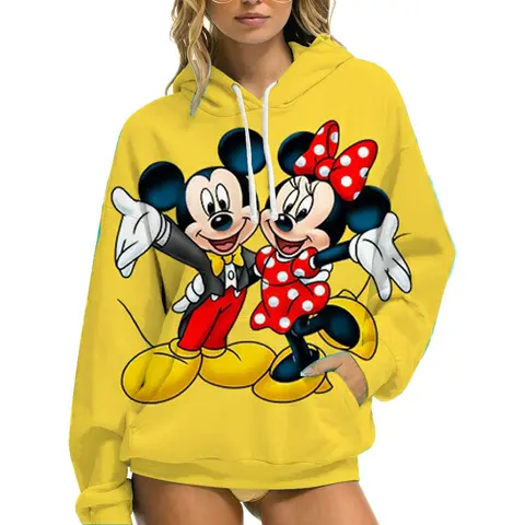 Disney Mickey Mouse Kapuzenpullover, schwarzer Kapuzenpullover, modisch, lässig, locker, langärmelig, modisch, bequem