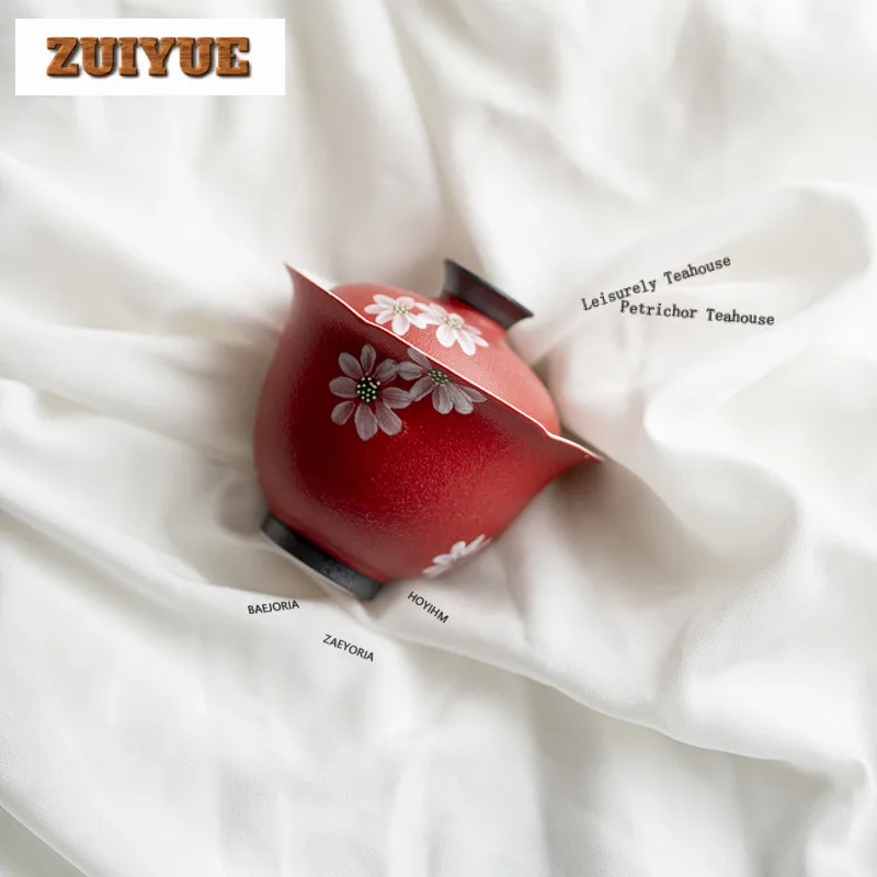 

100ml Hand-painted Galsang Flower Gaiwan Vintage Tea Tureen Tea Bowl With Lid Kit Tea Maker Cover Bowl Tea Items Decoration
