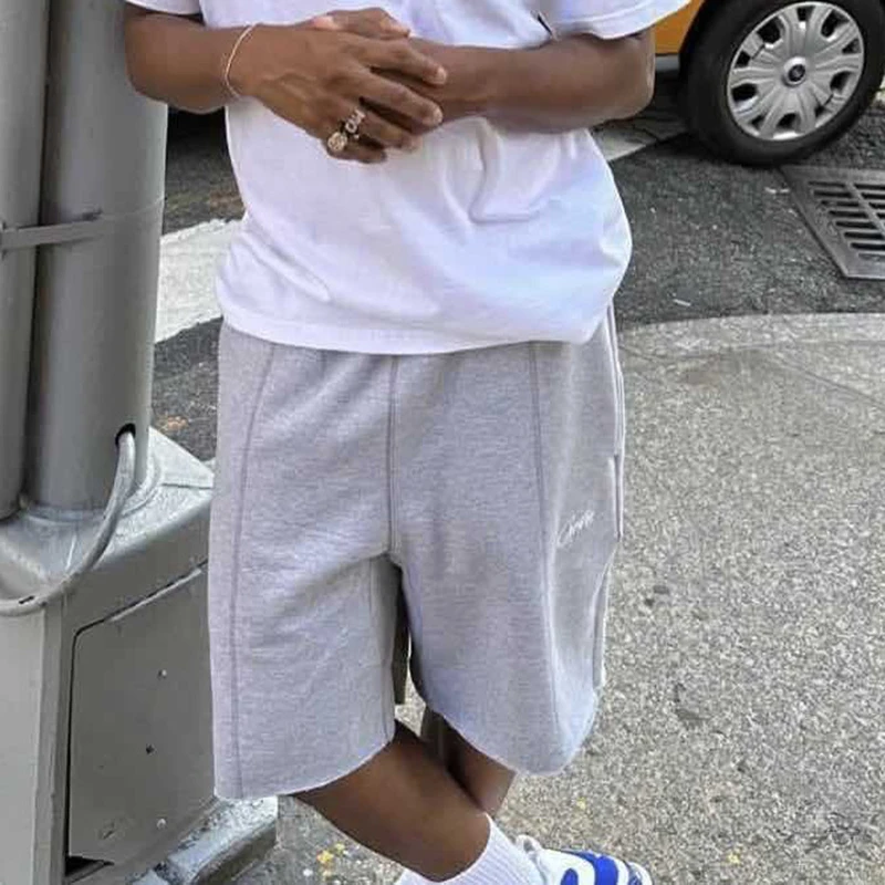 سراويل رياضية عالية الخصر مطرزة بحروف جزيرة الشيطان فضفاضة تناسب للجنسين ملابس الشارع العصرية شورتات ترفيهية غير رسمية