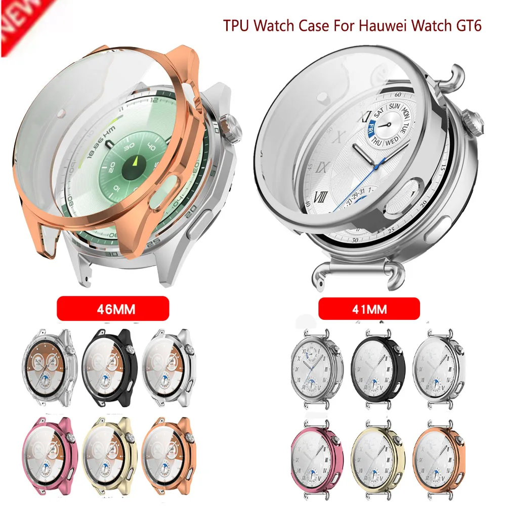 Soft Silicone Case For Huawei Watch GT6 41 46mm Smartwatch TPU Transparent Protective Case Shell Frame Cover Watch Accessories