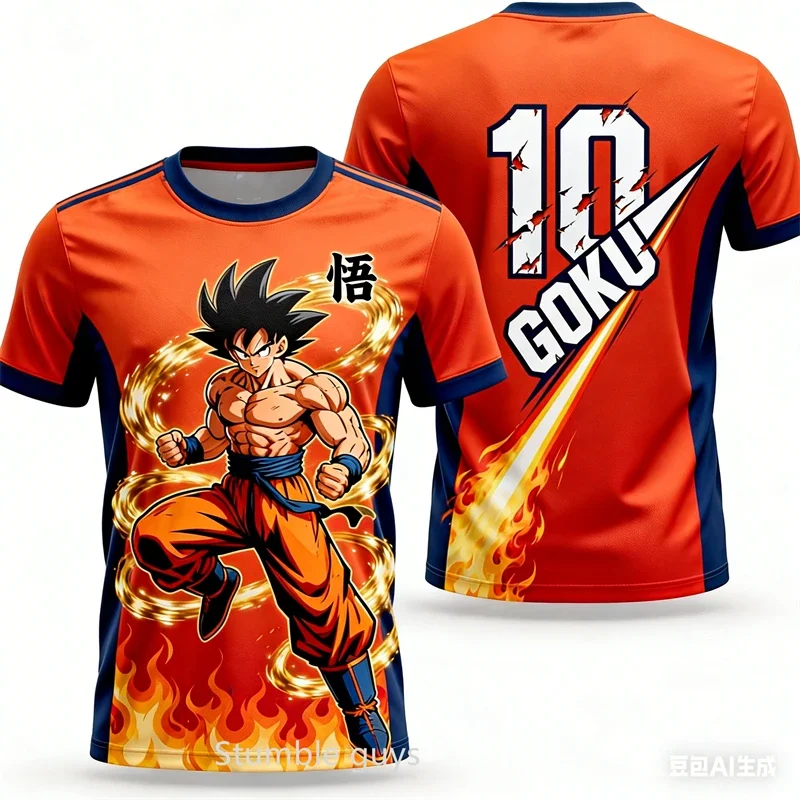 Herren Dragon Ball T-Shirt Jungen Kleidung Mädchen Rugby-Trikot Damen Super Saiyan 3 Goku Kinder Sportbekleidung