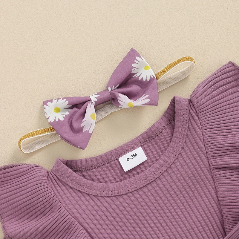 Newborn Baby Girl Clothes Daisy Romper Short Sleeve Ruffle Summer Jumpsuit Cute Girl Outfit