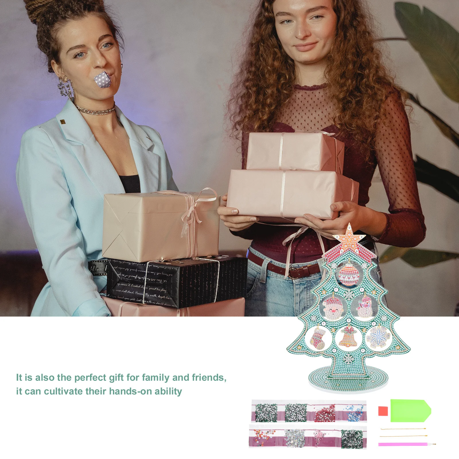 

1Set DIY Kit High Grade Crystal Surface Decorative Diamond Embroidery for Festive Christmas Scene Home Art Gift