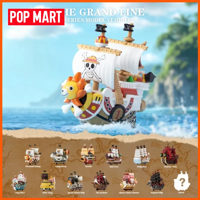 POPMART-caja ciega de vehículos de la serie Grand Line de una pieza, modelo de figura de Anime, juguete, adornos de escritorio, caja misteriosa, regalo de cumpleaños