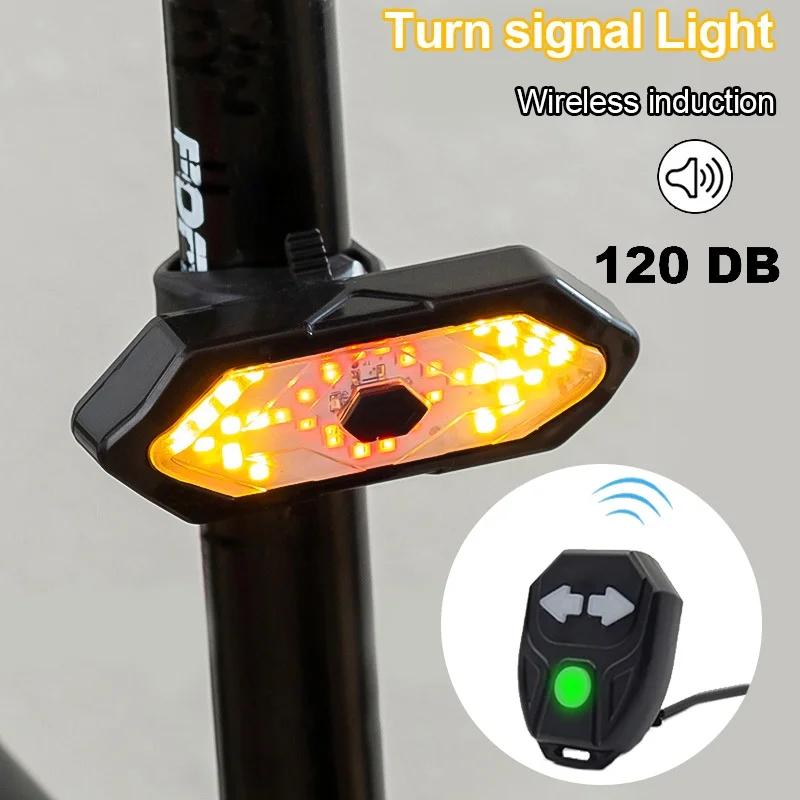 Bike Turn Signal Tail Light MTB Waterproof Safety Light USB Rechargeable Bicycle Lamp 120DB Remote Control Riding Rear Lamp