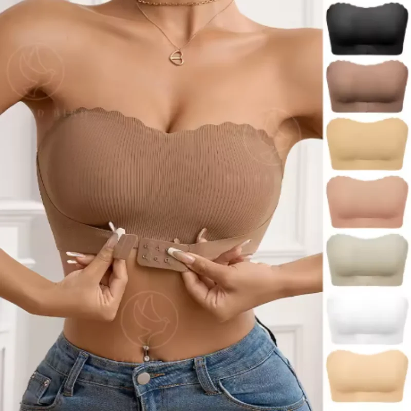 New Design Effective Slip-proof Side One Piece Bralette Padded Ice Silk Seamless Strapless Bra For Women