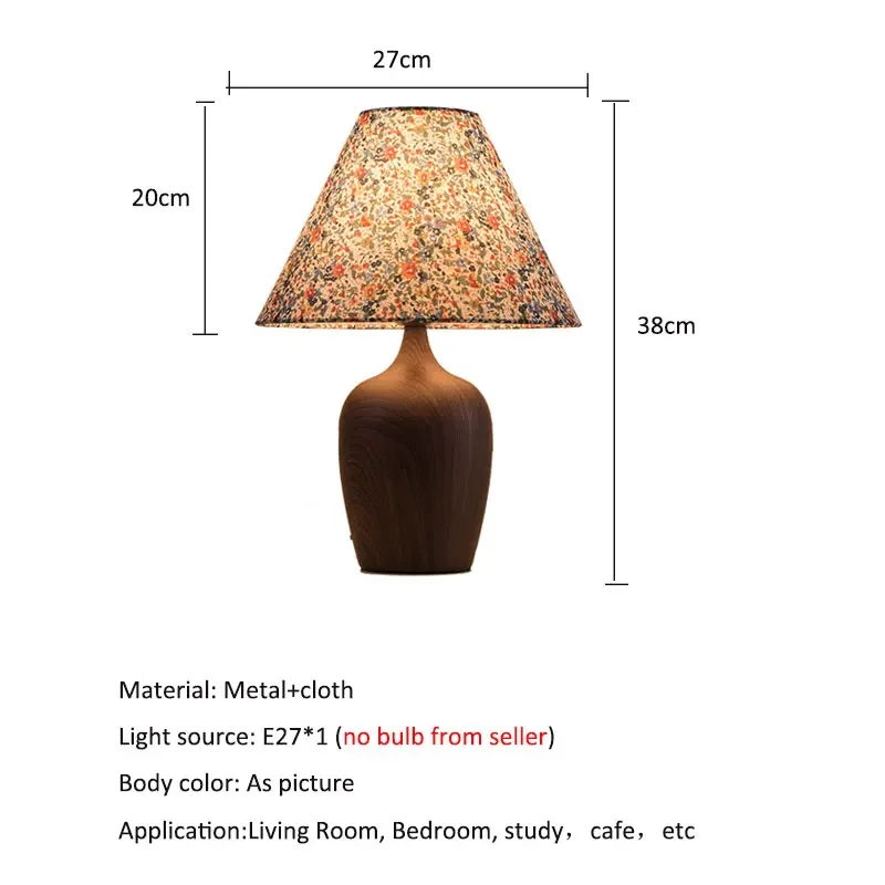 Creativity French Desk Lamp Artistic Bedroom Bedside Lamps Antique Floral Cloth Lamp Sofa Japanese Eye Protection Reading Lamp - view 3