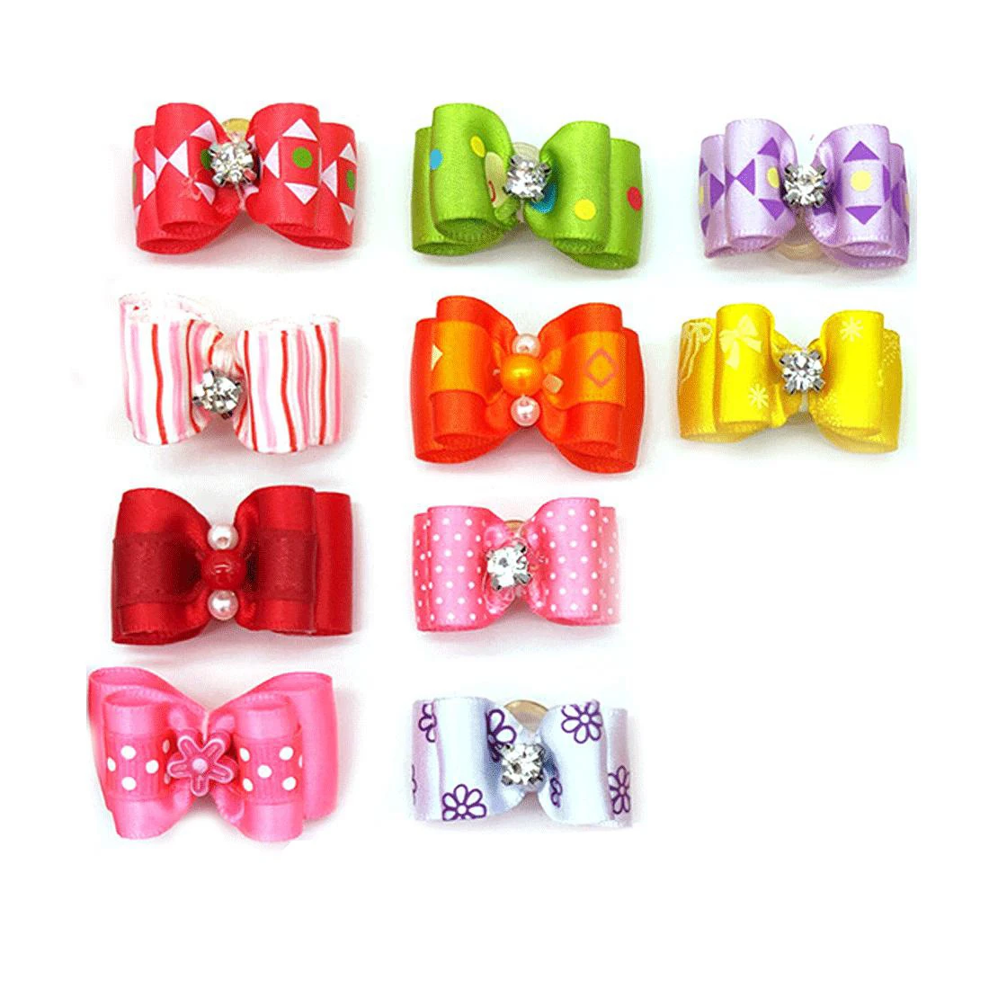 Cute Pet Dog Bows Cute Bow Dog Ties for Puppy Accessories with Rubber Bands Cute Pet Headwear 10PCS Random Colors