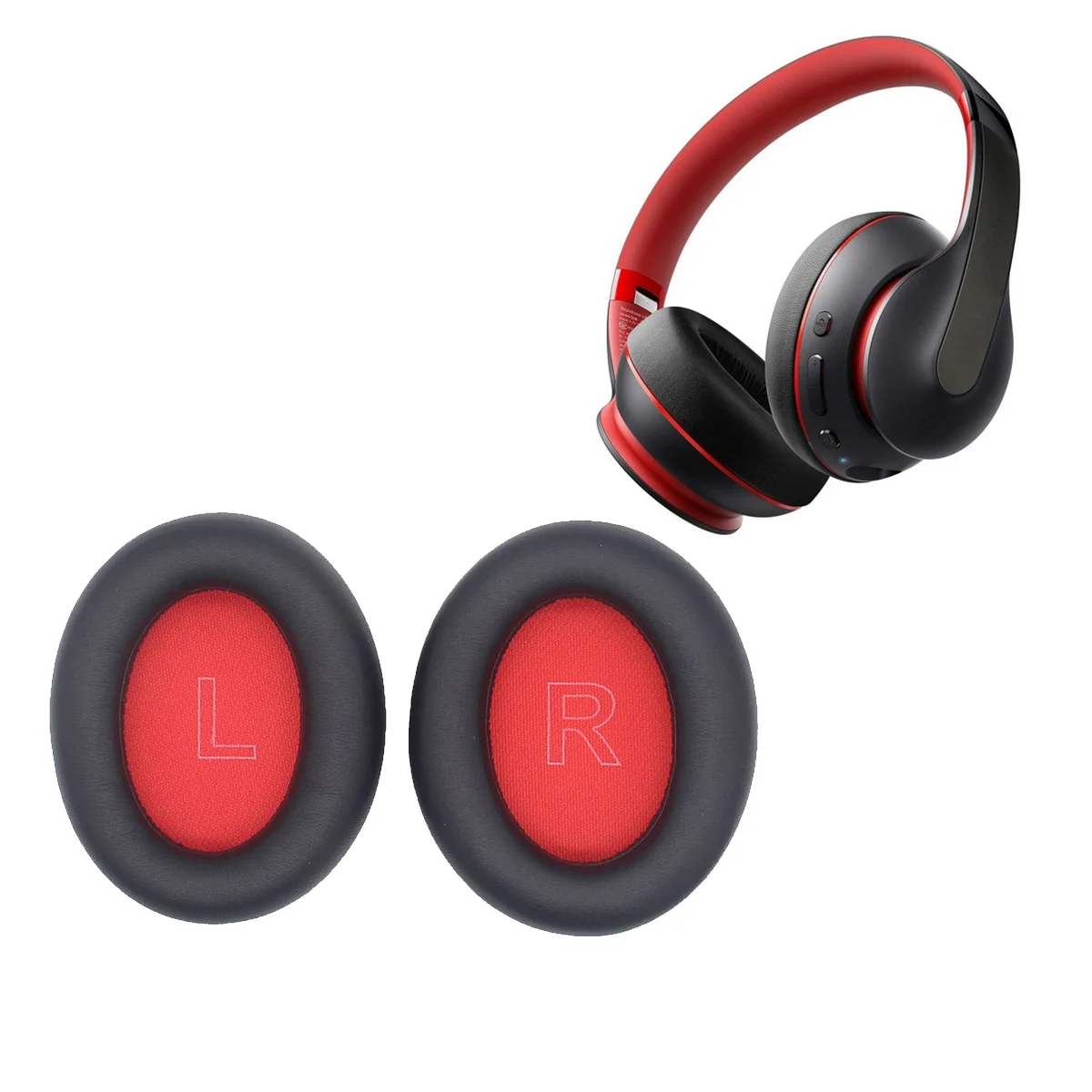 Anker Anker Soundcore Life Q10 Headphone Capa Protetora, Ear Muffs Substituição, Almofadas de Orelha Confortáveis, Preto e Vermelho