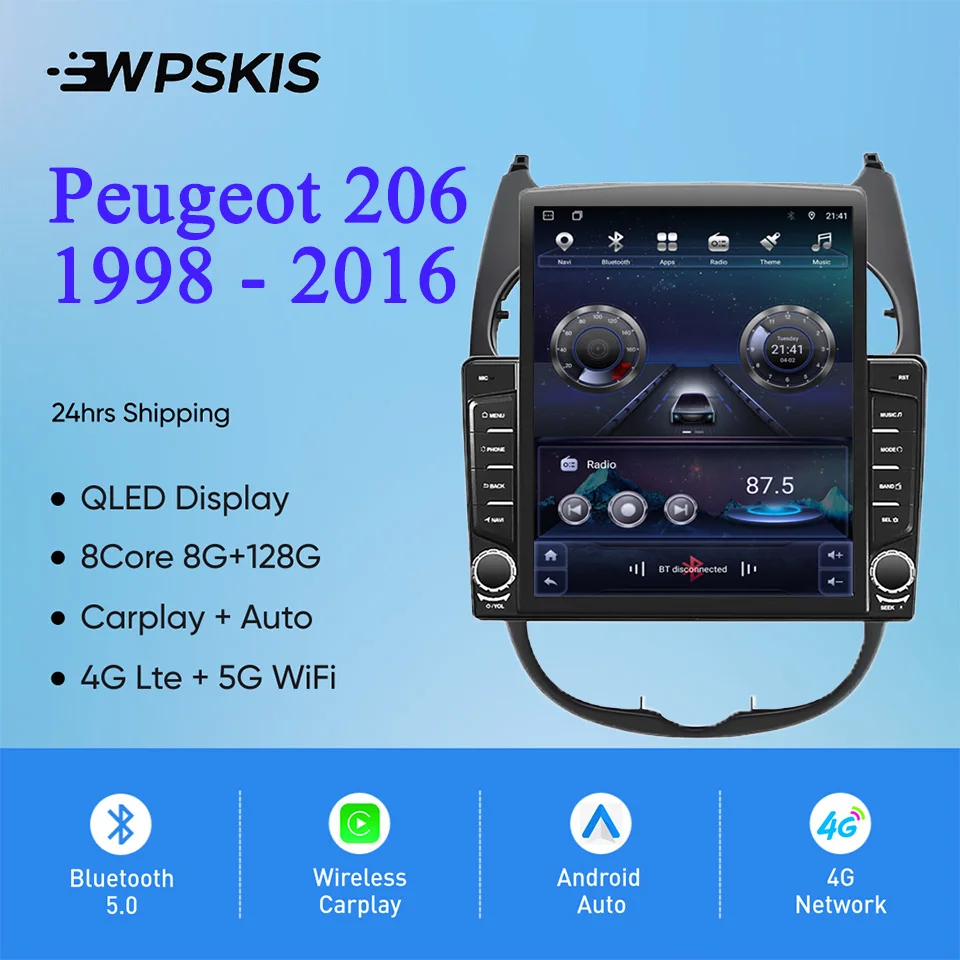 For Peugeot 206 1998 2000 2001 2003 2005 2007 2009 2011 2016 Autoradio GPS Navi Head Unit DVD Cassette Music Radio FM AM Player