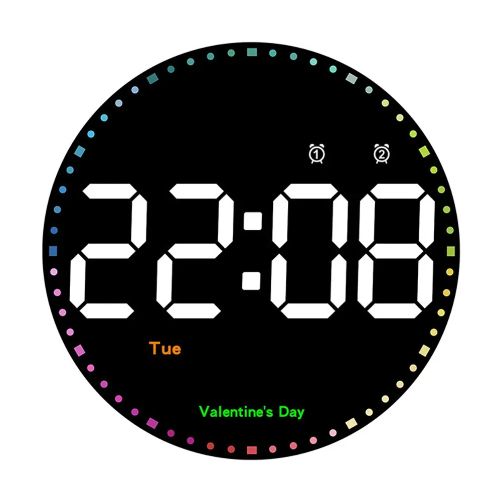 Large 10 Inch Electronic Wall Clock with Colored Second Hand and Temperature Display for Living Room or Classroom