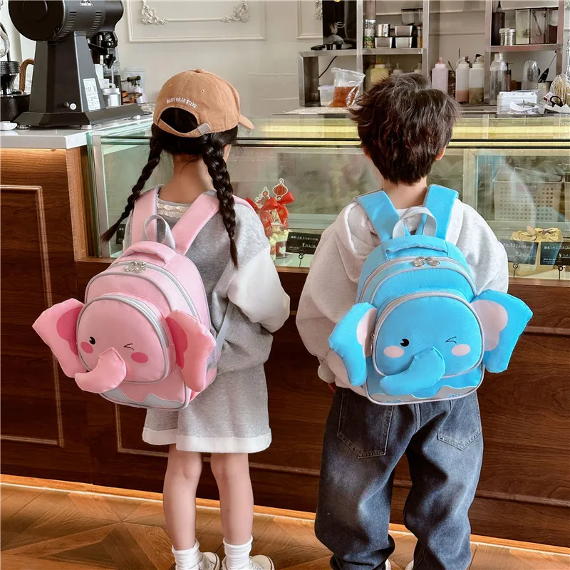 2024 New Children's School Bag Cute Elephant Baby Lightweight Backpack Personalized Boys and Girls School Canvas Bag