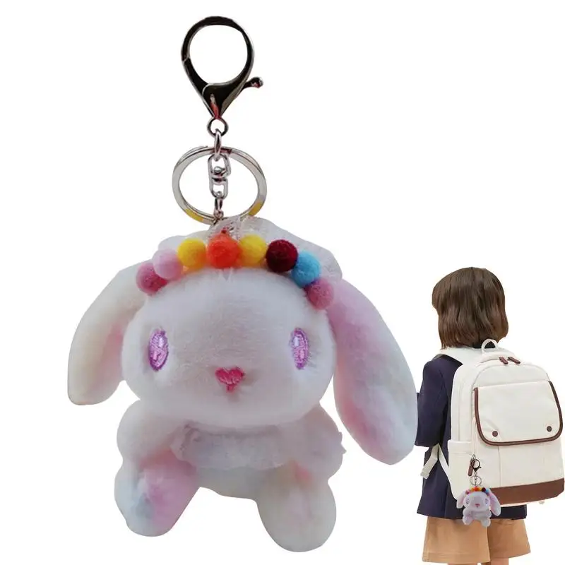 Plush Keychains For Backpacks Gradient Color Small Plush Keychain Plush Toy Keychain Creative Purse Backpack Charm Backpack