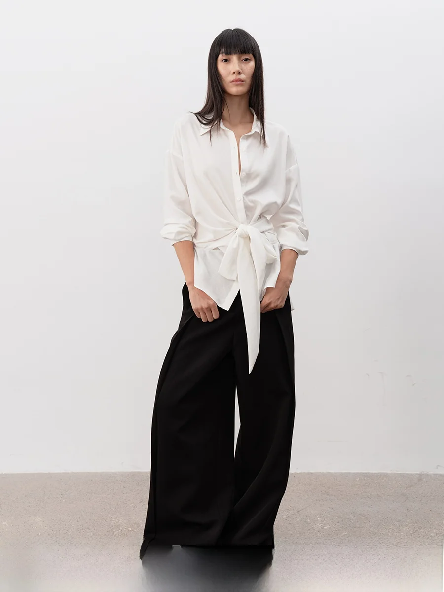 

Женская регулируемая блузка JCAESAR с завязками, белая, из смесового льна и лиоцелла, комфортная, свободного кроя, с длинным рукавом, модная расцветка