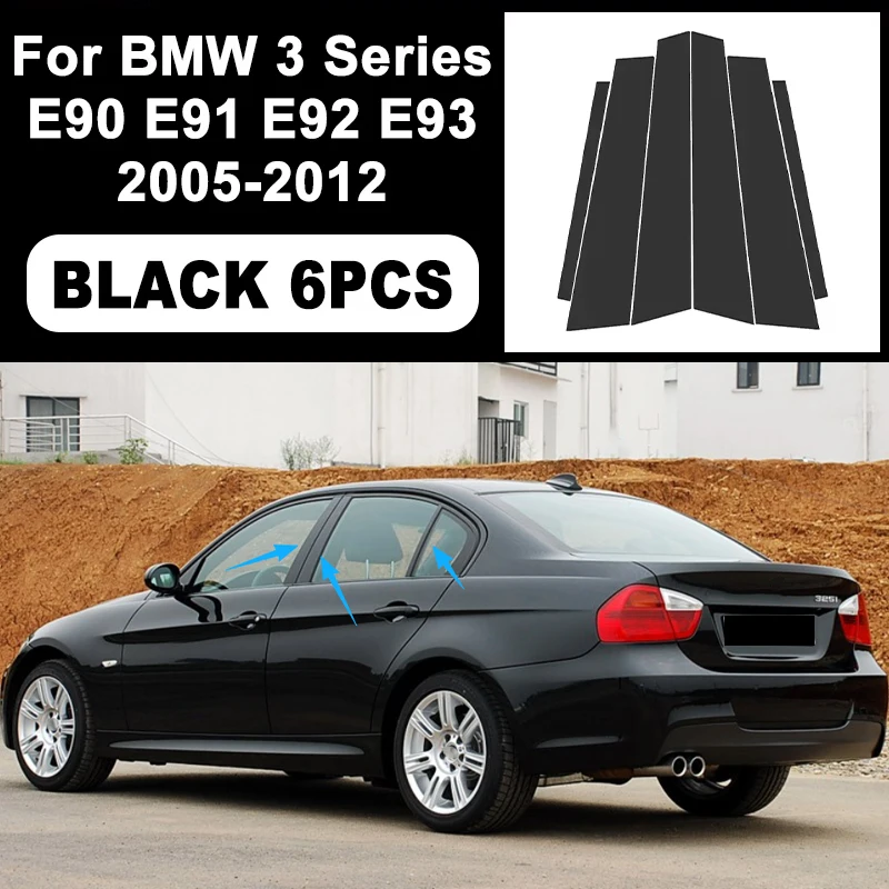 

Glossy Black B C Pillar Post Cover Car Sticker For BMW 3 Series E90 E91 E92 E93 2005-2012 Window Door Decorative Accessories