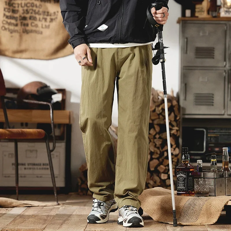 

Быстросохнущие повседневные брюки 2026, весна/лето, свободные простые прямые брюки с вертикальным ощущением, уличные мужские брюки