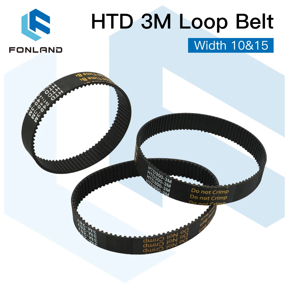 FONLAND HTD 3M Closed Loop Belt Rubber Timing Belt Various Transmission for CO2 Laser Engraving Cutting Machine / 3D Printer
