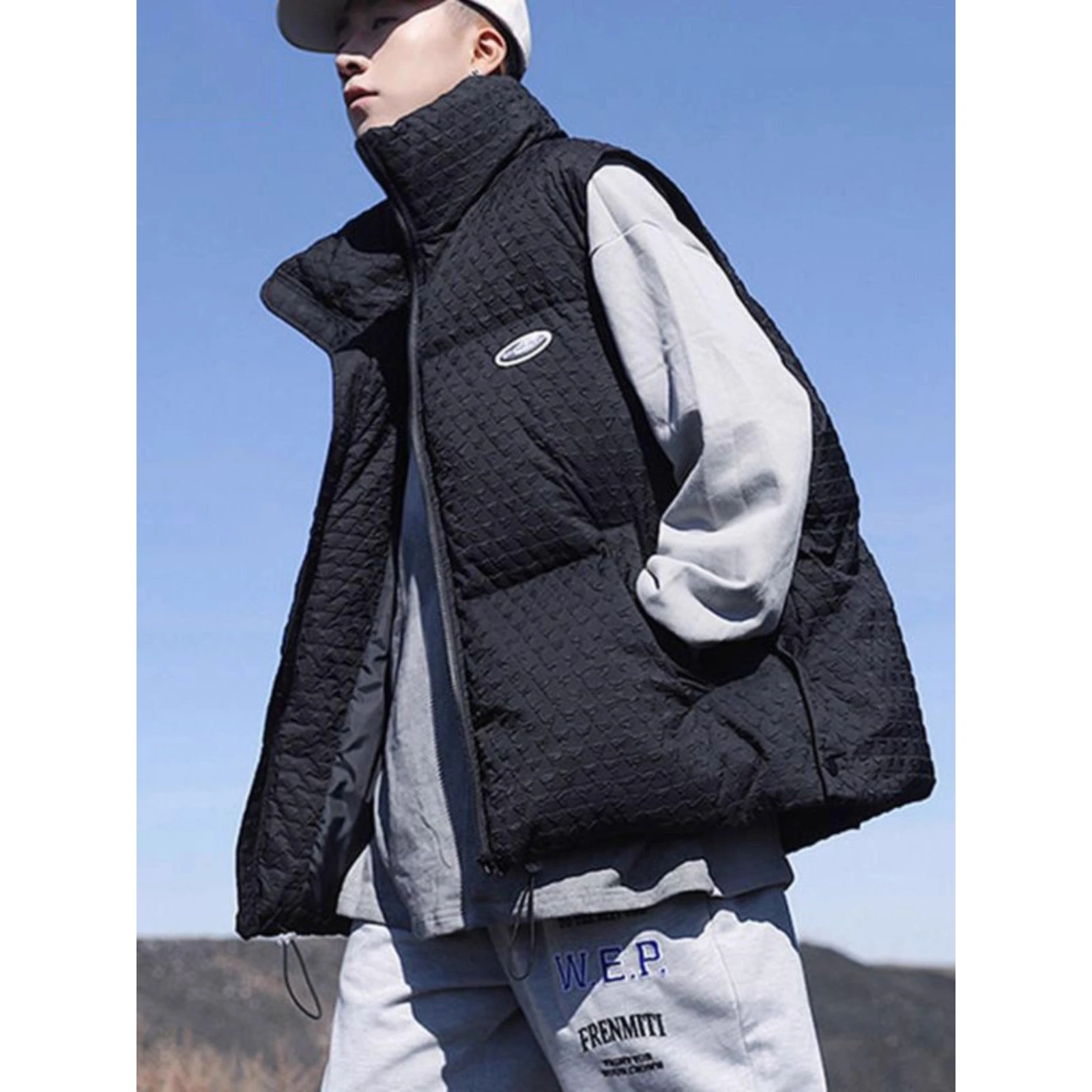 

Очень большой жилет с воротником-стойкой в японском стиле 300-мешочке, мужской осенне-зимний модный брендовый хлопковый топ Svel, верхняя одежда