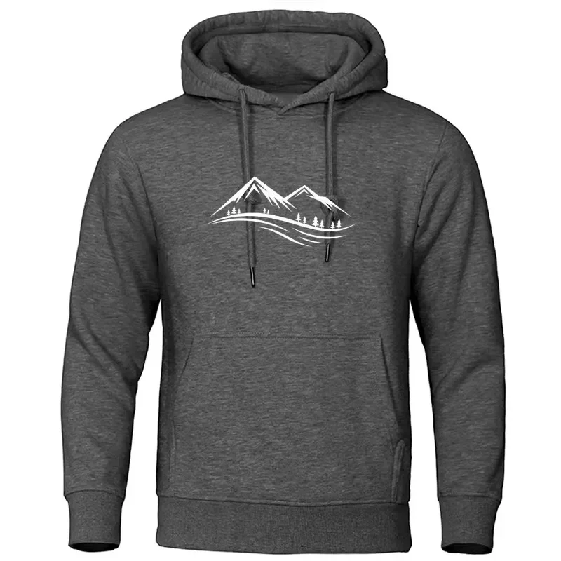 Classic Mountain Printed Hoodies for Man Fashion Spring Autumn Casual Long Sleeve Hooded Sweater Tops Male Casual Sweatshirt