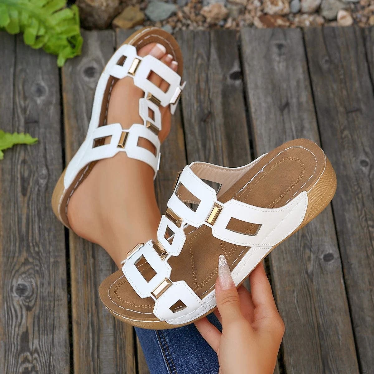 

Женские тапочки на танкетке, новинка 2023 года, обувь в стиле ретро на платформе, трендовые повседневные тапочки с открытым носком, женские ортопедические сандалии премиум-класса, женские шлепанцы