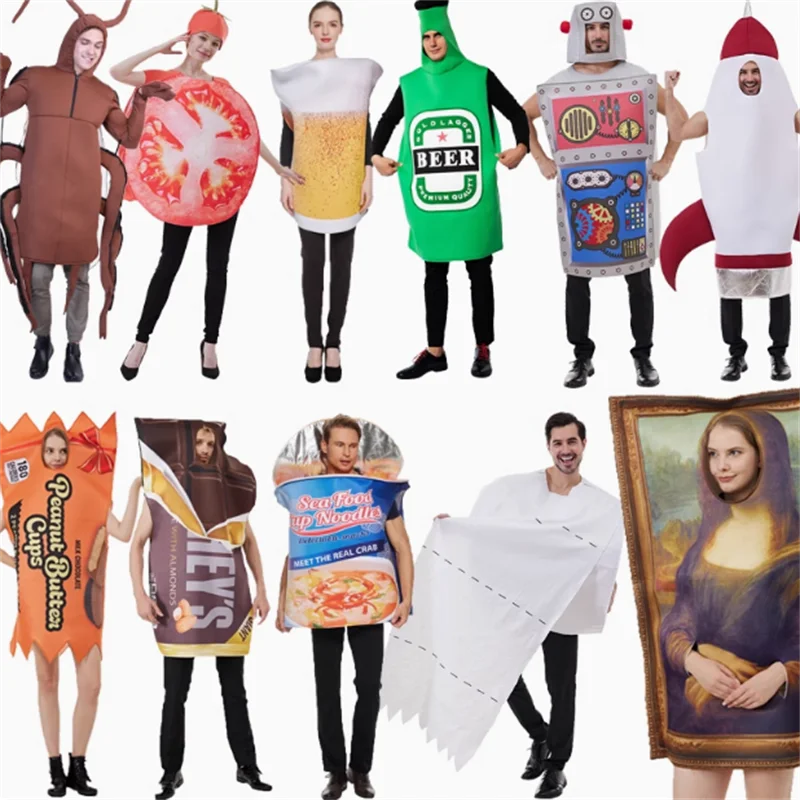 زي إبداعي للرجال والنساء، زي المرحلة الاسمية للهالوين، كعكة المهرج، أداء مضحك من ألياف البوليستر، زي المسرح