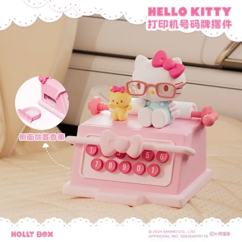 Nova série de impressora hello kitty carro aromaterapia número placa bonito kawaii menina modelo ornamento presente para pessoas