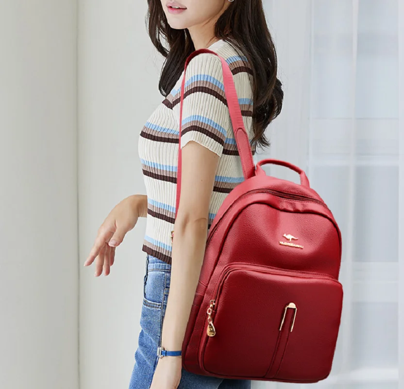 

2024, роскошные новые корейские модные кожаные рюкзаки высокого качества, женские сумки на плечо большой вместимости, сумки через плечо, школьная сумка