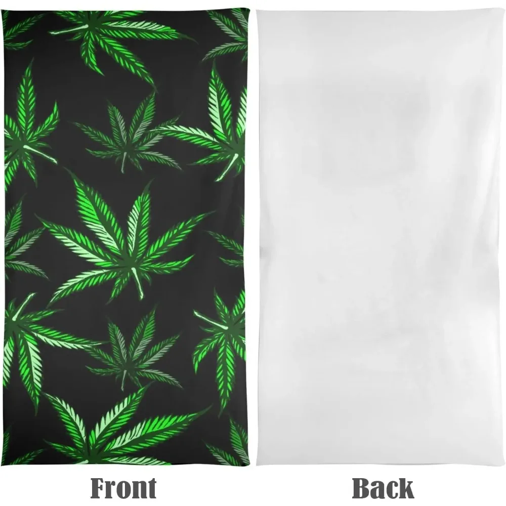 Artistic Marijuana Leaf Beach Towel, Green Plant Pattern Quick Dry Absorbent, Large Sand Free Travel Pool Essentials