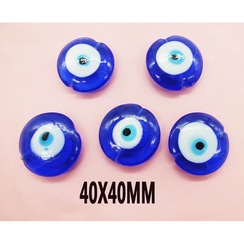 5pcs  40X40mm Big Eye Lampwork Murano Glass Pendant