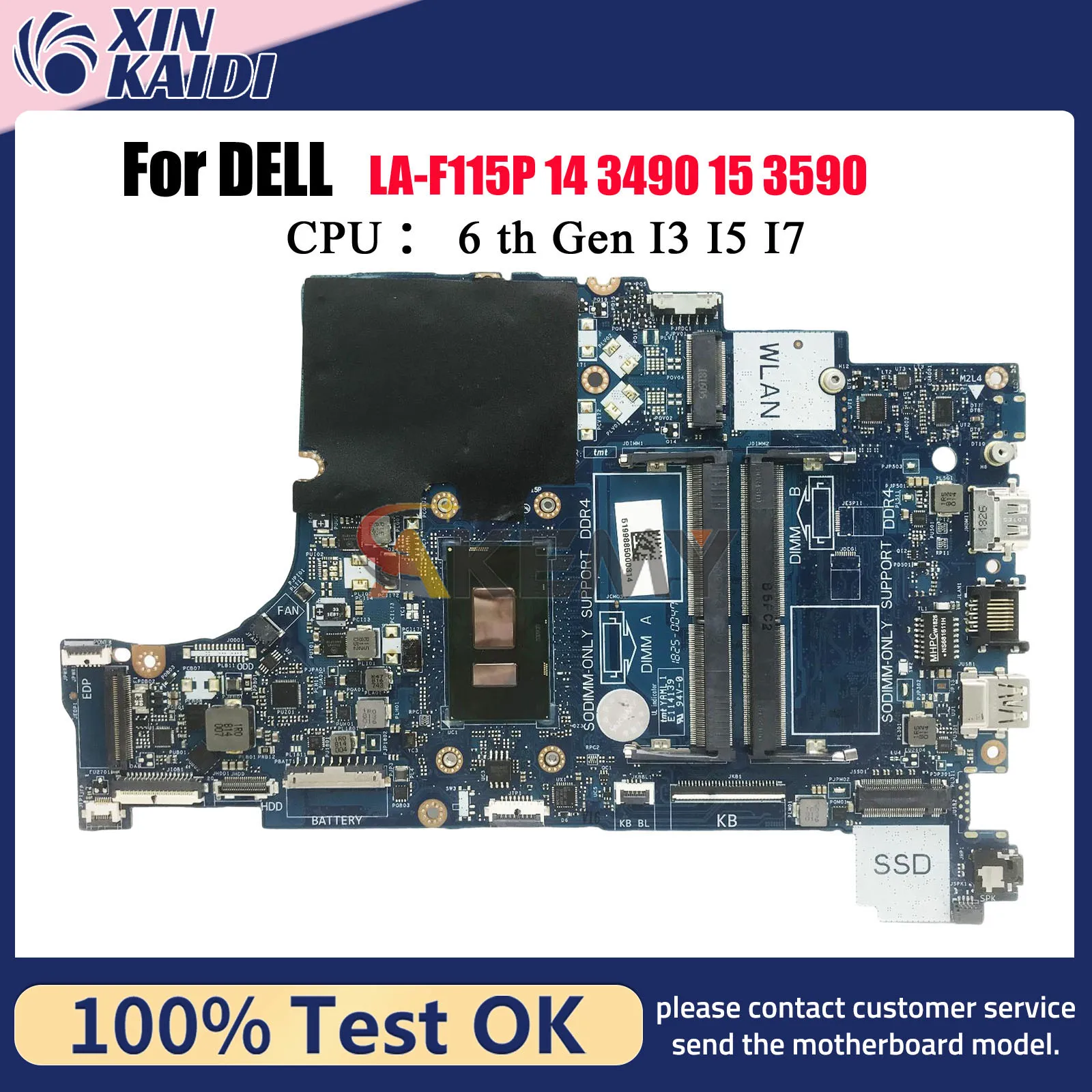 

For Dell Inspiron 15 5570 17 5770 Laptop Motherboard LA-F115P CAL50 DAL10 with i3 i5 6/7/8th Gen CPU 0F093X 0K6KNT 100% Test OK