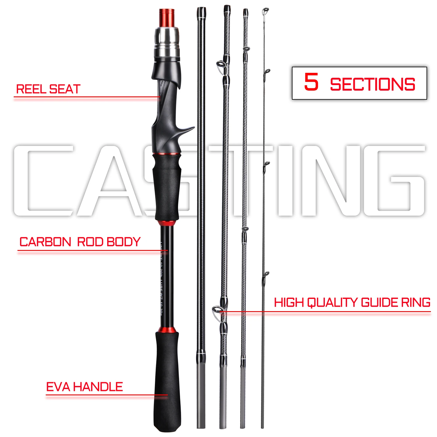 Sougayilang-カーボンファイバーフィッシングロッド,スピニングおよびベイト,トラベル,10-30g, 1.8m, 2.1m