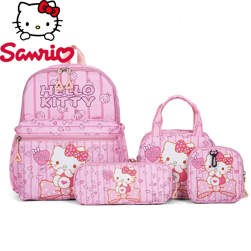 MINISO Hallo Kitty Neue Mädchen Rucksack Luxus Marke 4-teiliges Set Mode Mädchen Rucksack Cartoon kinder Rucksack Große kapazität