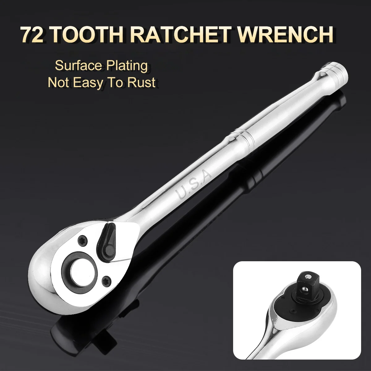 

1/2 Inch Ratchet Wrench 72 Teeth Quick Release Socket Spanner For Tight Spaces Repair Tool Hand Tools Auto Home Use