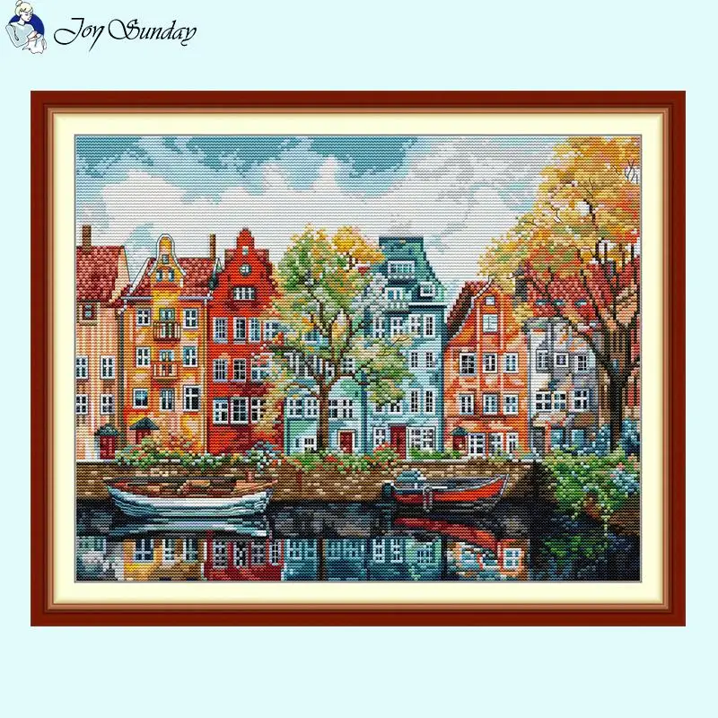 Copenhagen padrões de cenário artístico kits de ponto cruz diy artesanal aida 14 16 11ct contato tecido impresso bordado decoração de casa