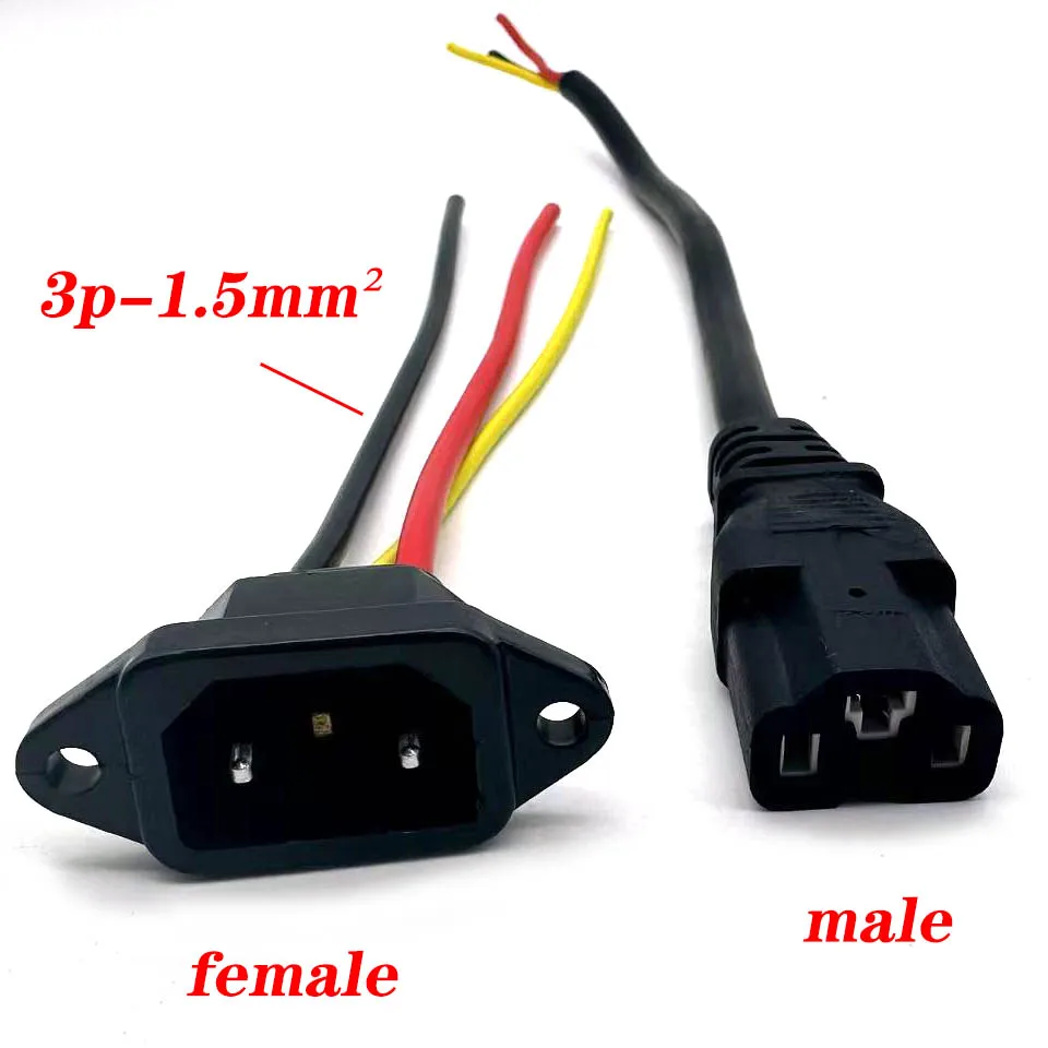 

Battery Connector Plug Three Vertical Charging Socket Straight head With Wires 10A Cable For 36V 48V Universal E-bike