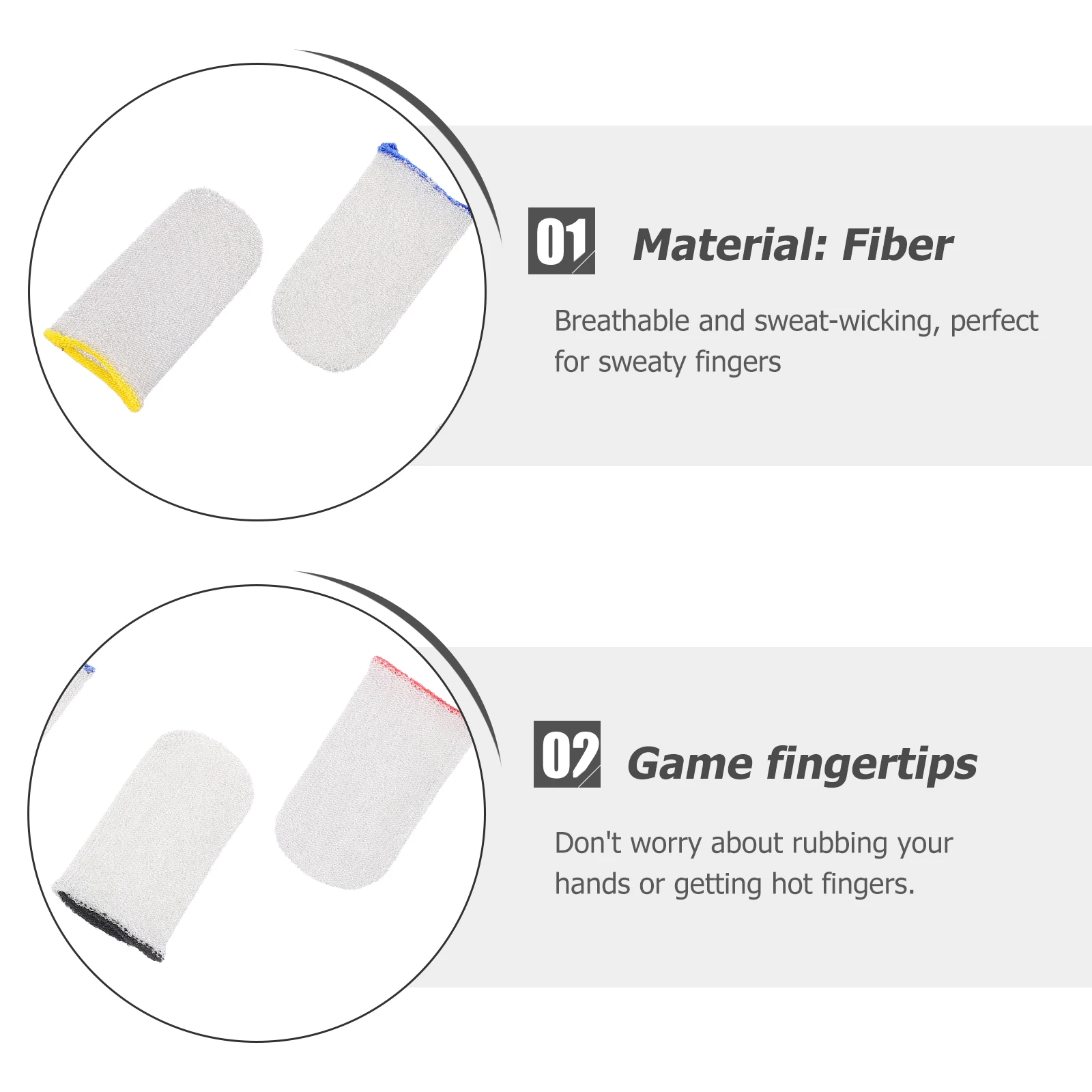 

4Pairs Gaming Finger Sleeve Thin Breathable Sweat-Proof Non-Slip Fiber Covers for Phone Game Protection Gaming Finger Sleeve