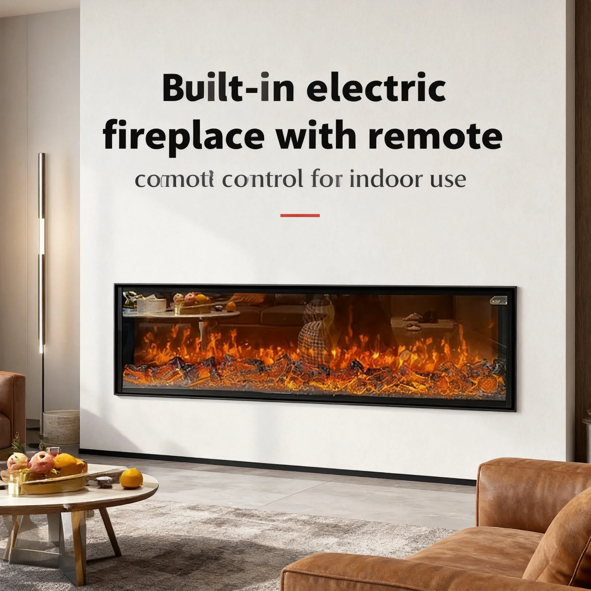 Fireplaces Electric Fireplaces 3D Built-in Heater Modern Electric Fireplace With Remote Control Indoor Decorative LED Flame