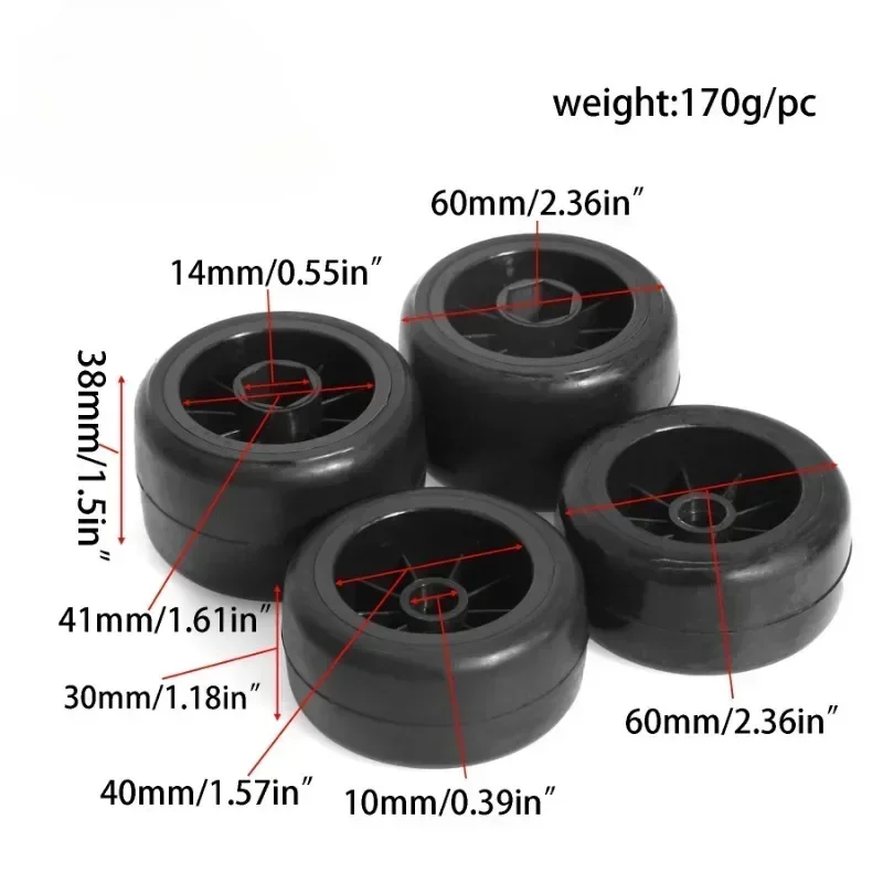 4pcs 60mm pneu de corrida com roda hexagonal de 14mm para peças de atualização de carro 1/10 Tamiya F1 RC